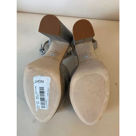 Antonio Melani Born on Fifth Liv Metallic Glitter Platform Heels Size 10 Silver - Picture 10 of 12
